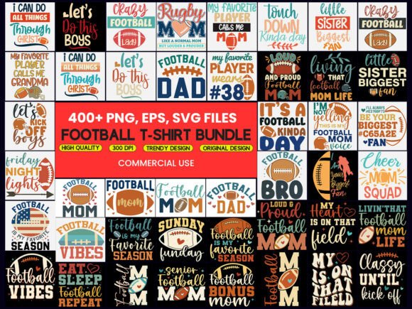 400 Football Graphics for T-Shirt Designs & Web