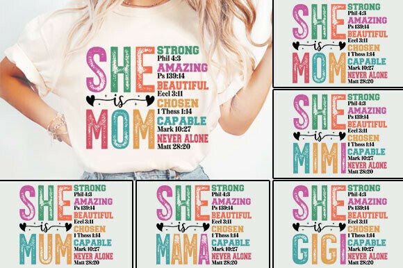 She is Mom Bundle: Graphics for T-Shirt Designs