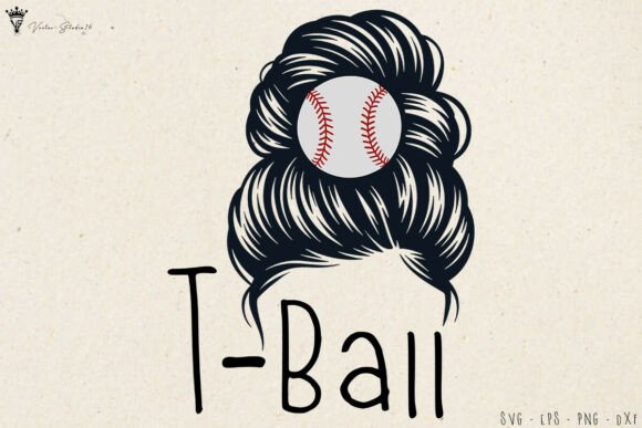 T Ball Messy Bun SVG: Graphics & Illustrations