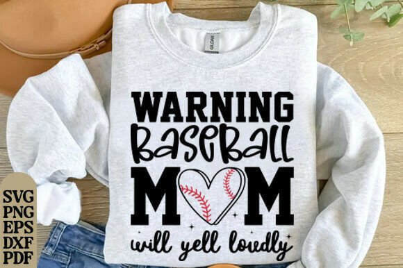 Warning Baseball Mom SVG PNG: Graphics for T-Shirt Designs